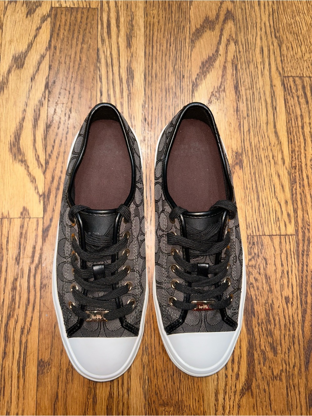 Coach Empire Signature Jacquard Sneakers Black White Size 8.5 - Picture 3 of 11